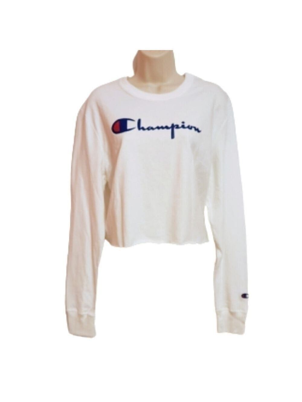 Champion White Knit Cropped Pullover Top Medium